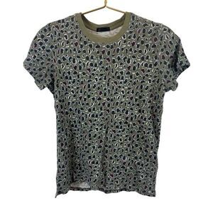 ATM  Green Leopard Print Short Sleeve Shirt  100%‎ Cotton Size XS